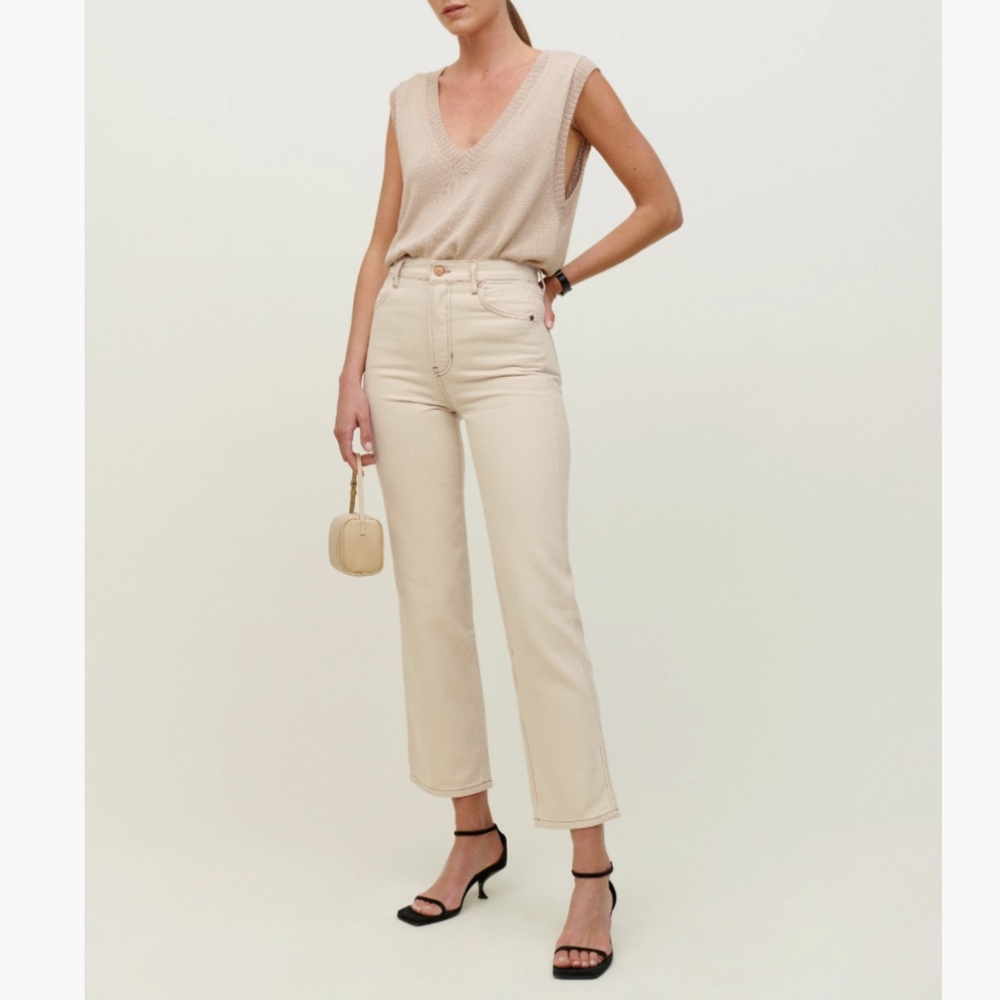 Reformation Cowboy High Rise Straight Jeans Almond